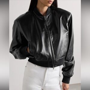 The Frankie Shop Micky Cropped Faux Leather Jacket